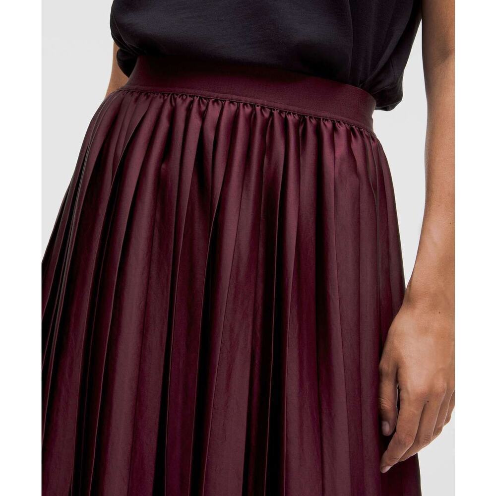 Lululemon Satin Pleated Midi Skirt Size XS Burgundy - Picture 2 of 8